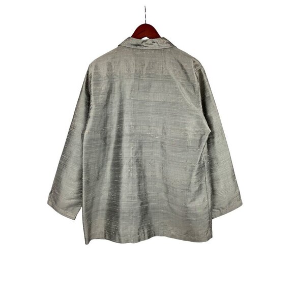 Chicos Design Womens Silk Jacket Size 3 Button-Up Gray - Picture 2 of 4